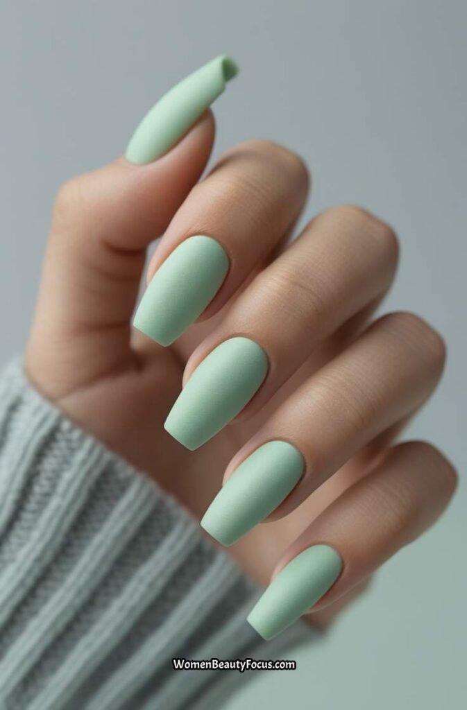 9. Mint Green Matte Nails