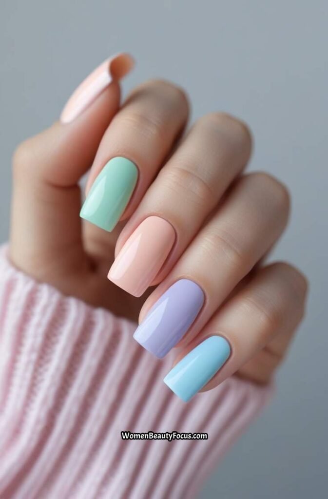 9. Multicolor Pastel Block Tips