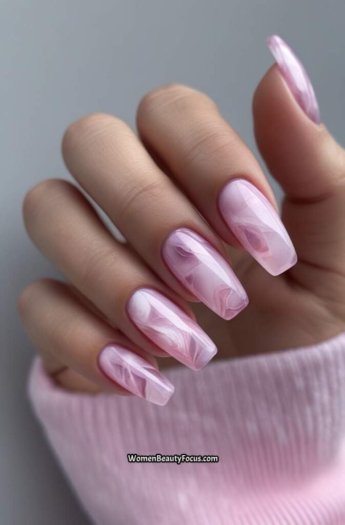 9. Pink Rose Quartz Nails
