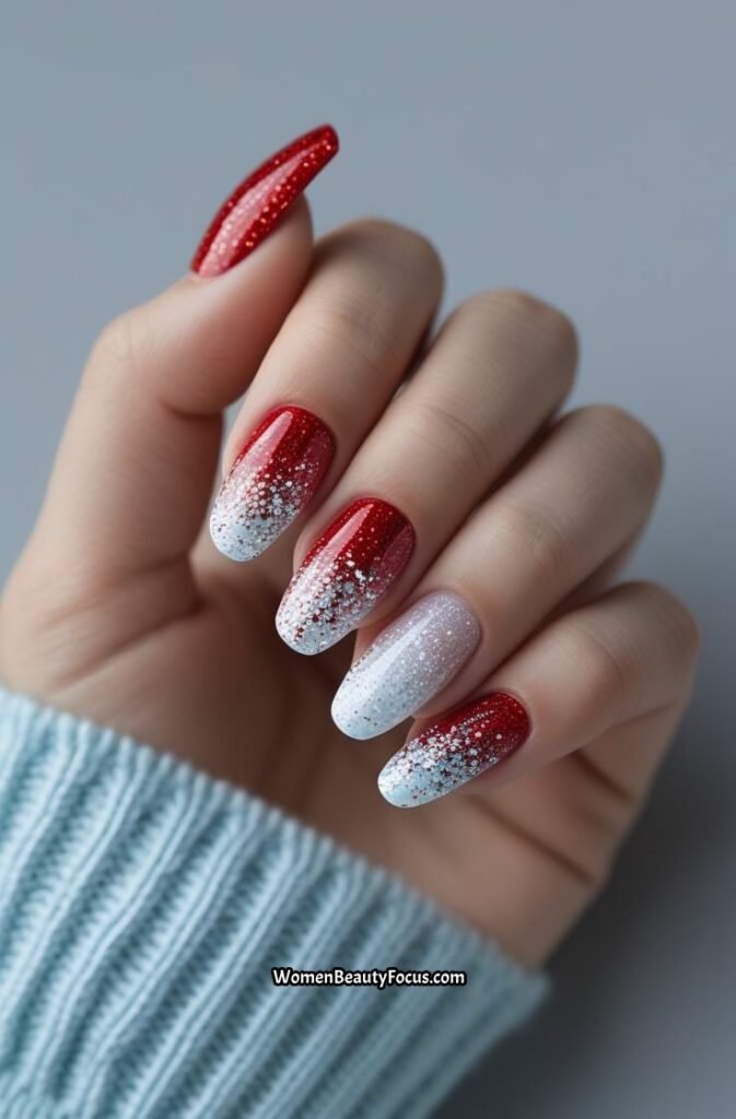 9. Red and White Glitter Gradient