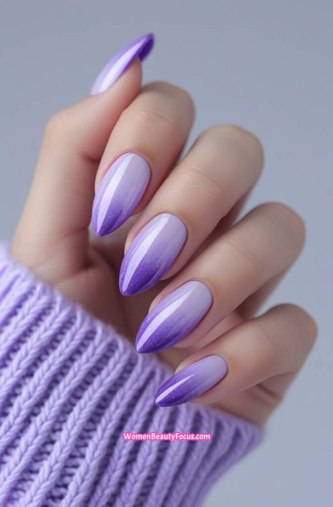 9. Shimmer Lavender Gradient Nails