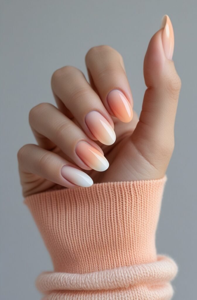 9. Soft Peach Ombre Nails