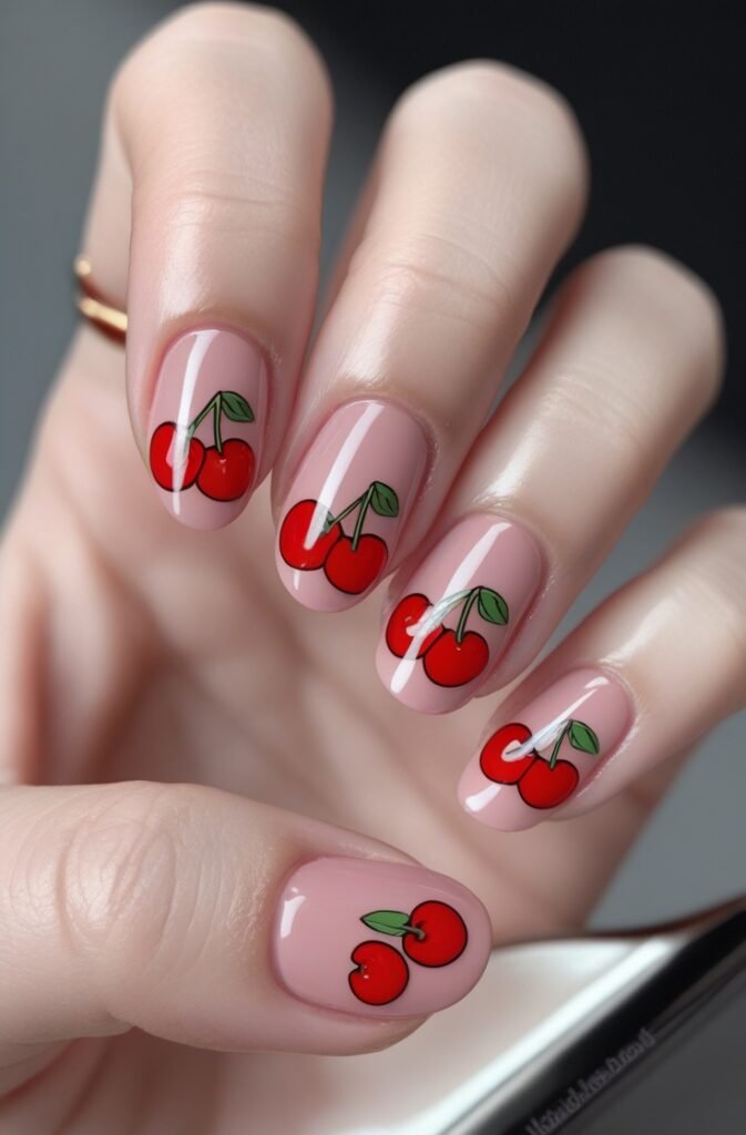 Leonardo Phoenix 10 Glossy nails with cherry stickers are the 0 1