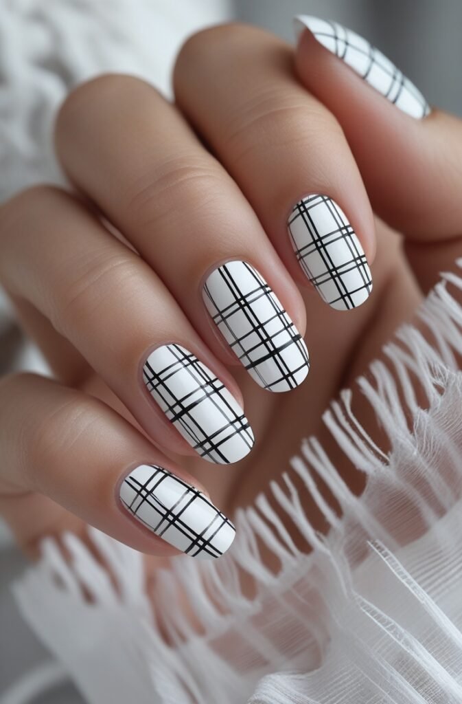 Leonardo Phoenix 10 This sheer white plaid manicure is all abo 2